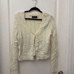 Abercrombie & Fitch Cream Button-Up Cardigan